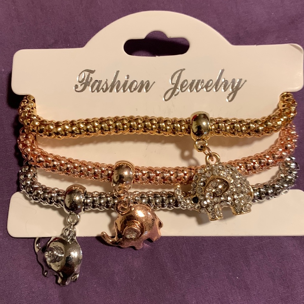 Fashion Alloy Diamond encrusted elephant corn multi layer bracelet